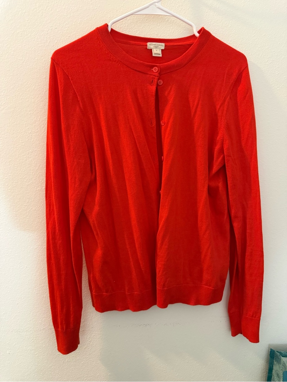 J.Crew The Cabin Cardigan Red 100% Cotton Sweater Size M